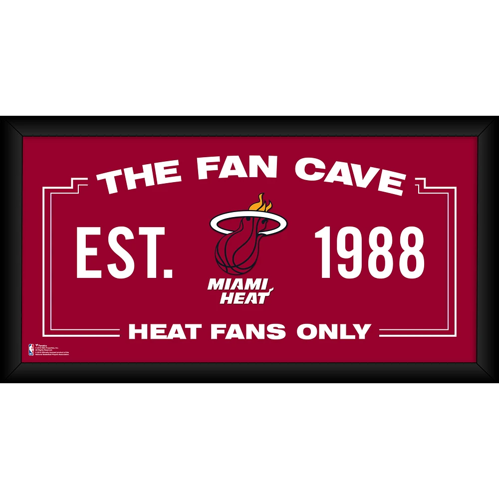 Miami Heat Framed 10" x 20" Fan Cave Collage