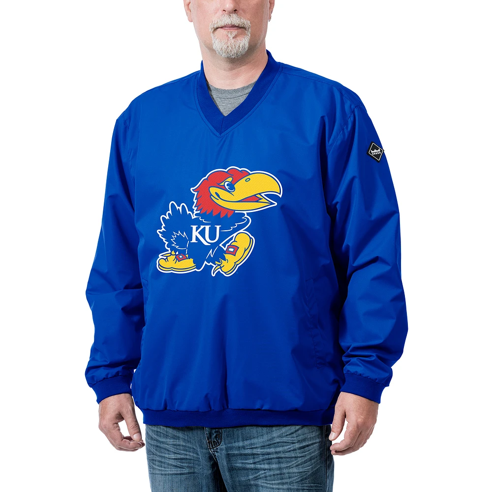 Men's Franchise Club Royal Kansas Jayhawks Logo Windshell Pullover
