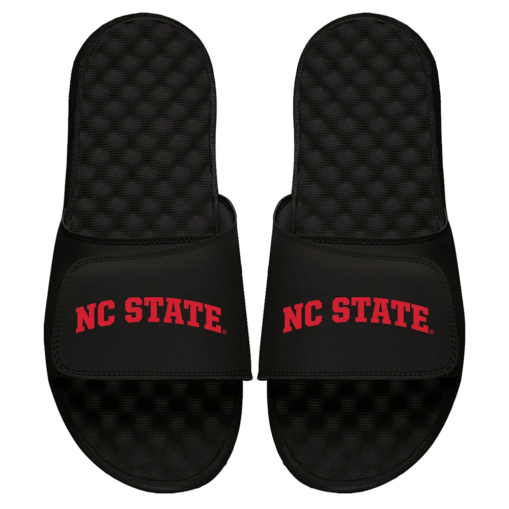 Men's ISlide Black NC State Wolfpack Wordmark Slide Sandals