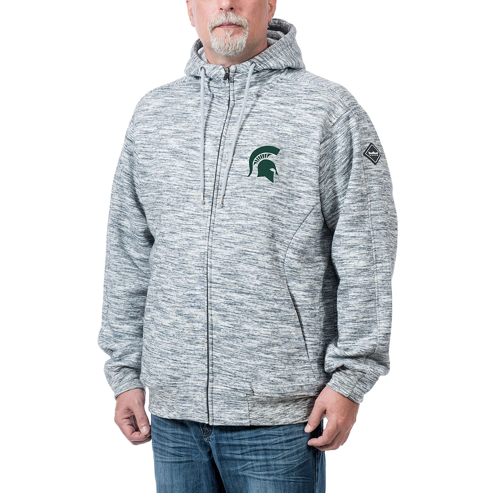Men's Heather Gray Michigan State Spartans Clutch Full-Zip Hoodie