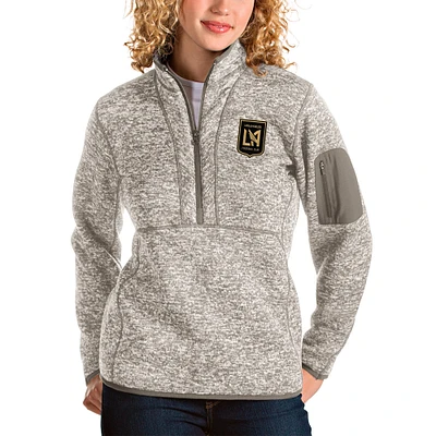 Women's Antigua Tan LAFC Fortune Quarter-Zip Pullover Jacket