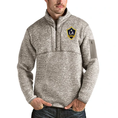 Men's Antigua Tan LA Galaxy Fortune Quarter-Zip Pullover Jacket
