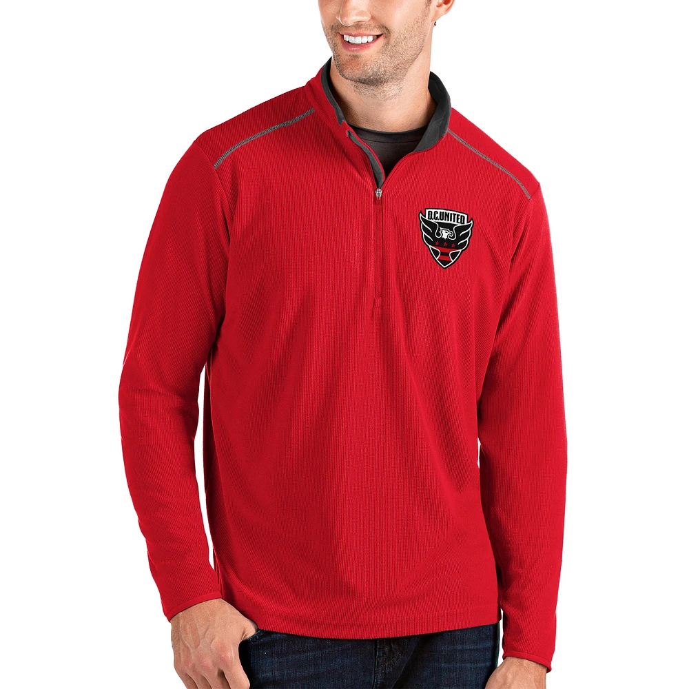 Men's Antigua Red D.C. United Glacier Quarter-Zip Pullover Jacket
