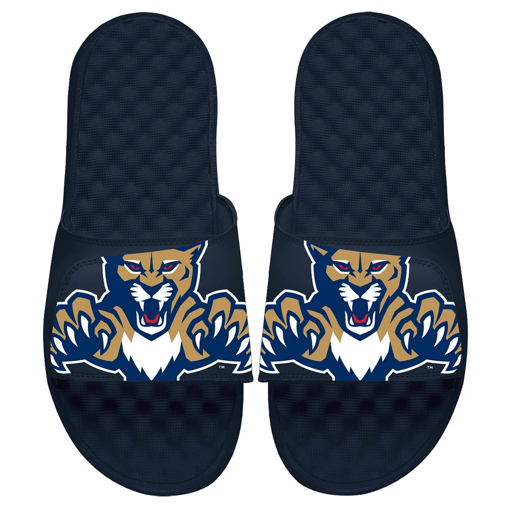 Men's ISlide Navy Florida Panthers Blown Up Logo Slide Sandals