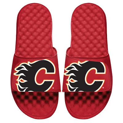 Youth ISlide Red Calgary Flames Blown Up Logo Slide Sandals