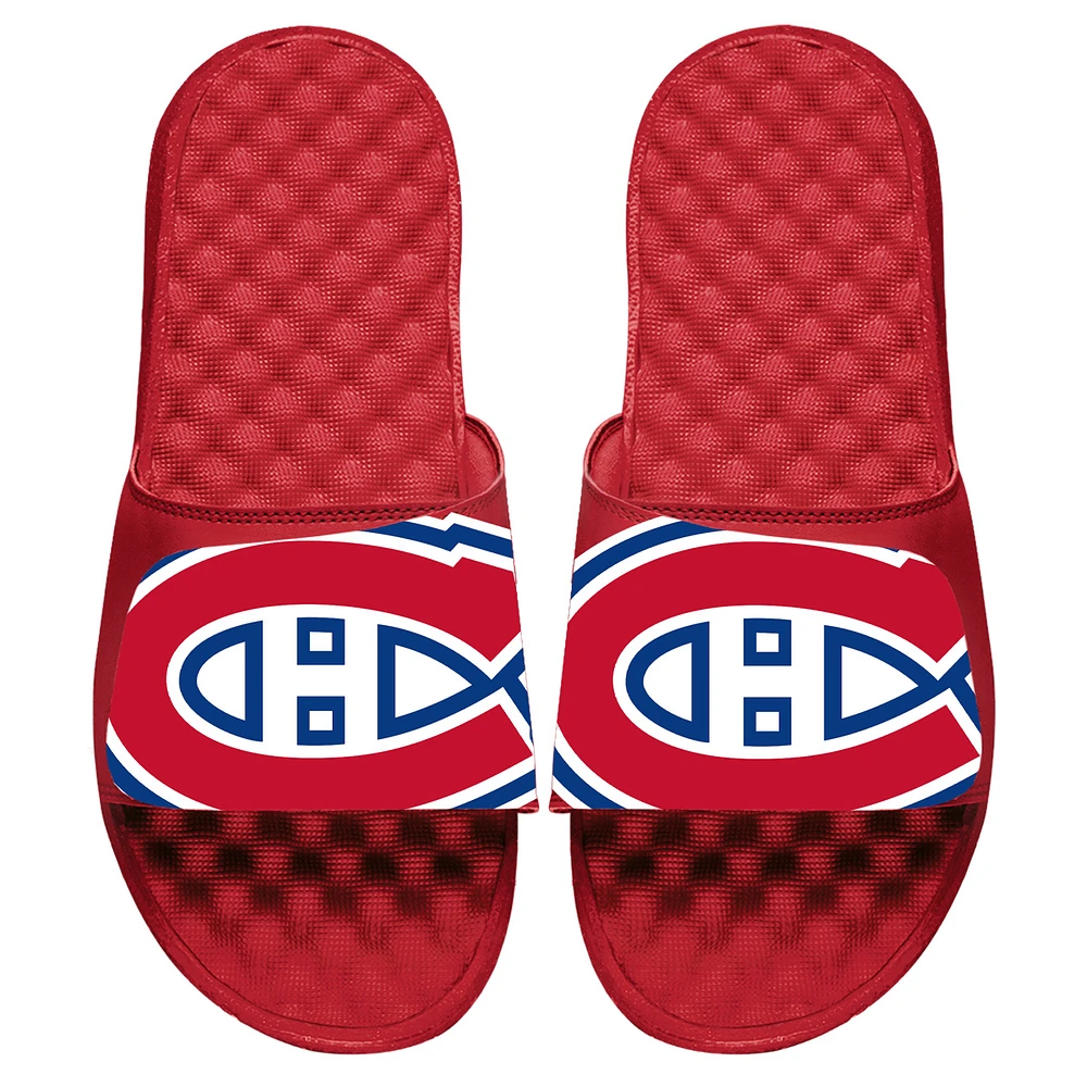 Youth ISlide Red Montreal Canadiens Blown Up Logo Slide Sandals