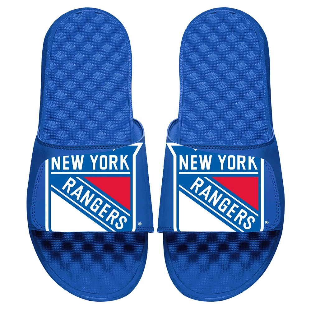 Youth ISlide Royal New York Rangers Blown Up Logo Slide Sandals