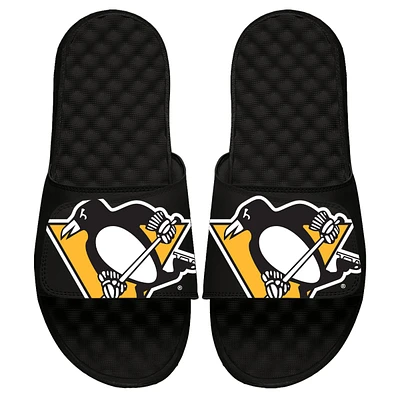 Youth ISlide Black Pittsburgh Penguins Blown Up Logo Slide Sandals