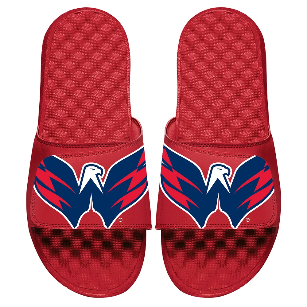 Youth ISlide Red Washington Capitals Blown Up Logo Slide Sandals