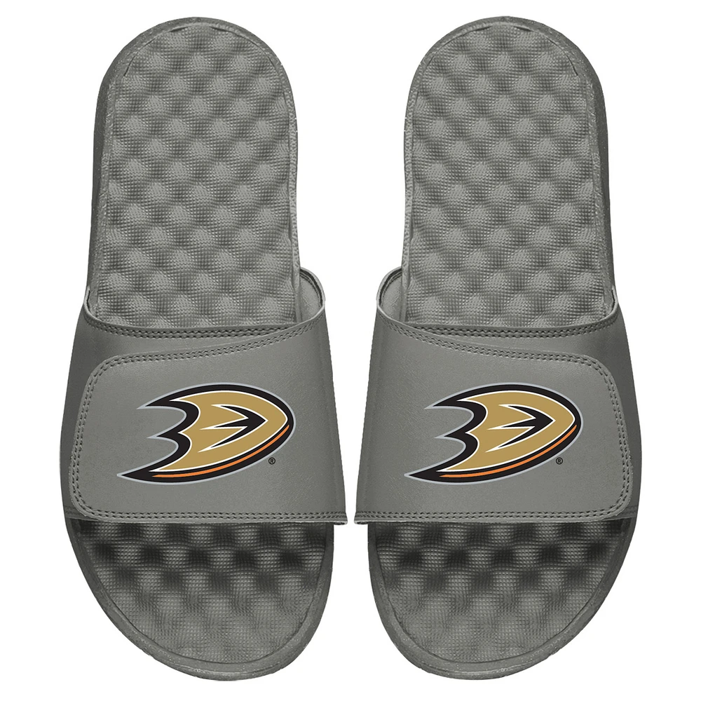 Men's ISlide Gray Anaheim Ducks Primary Logo Slide Sandals