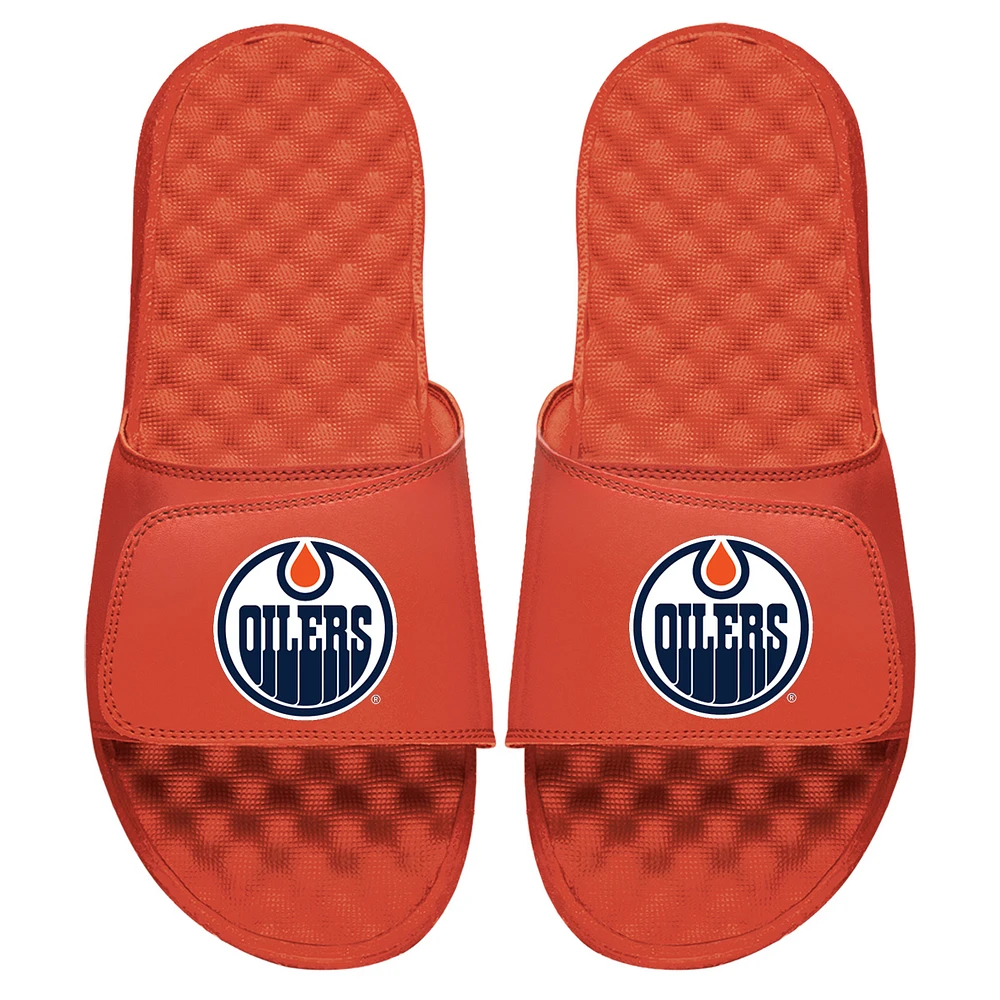 Men's ISlide Orange Edmonton Oilers Primary Logo Slide Sandals