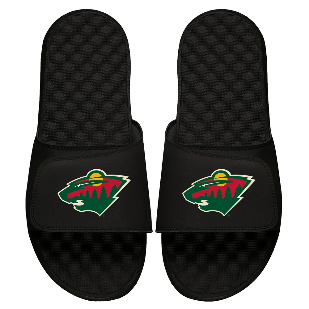Youth ISlide Black Minnesota Wild Primary Logo Slide Sandals