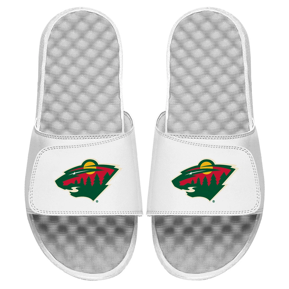 Youth ISlide White Minnesota Wild Primary Logo Slide Sandals