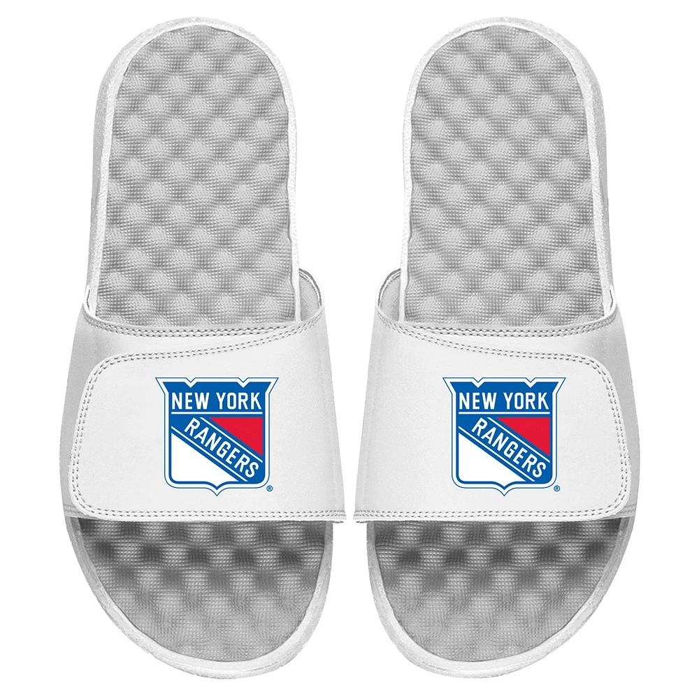 Youth ISlide White New York Rangers Primary Logo Slide Sandals