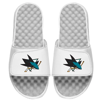 Youth ISlide White San Jose Sharks Primary Logo Slide Sandals