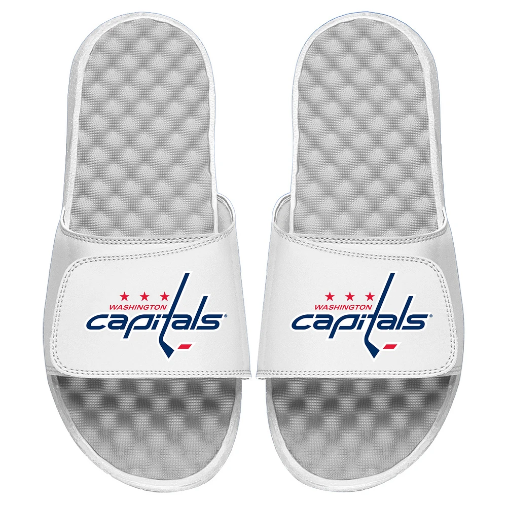 Youth ISlide White Washington Capitals Primary Logo Slide Sandals