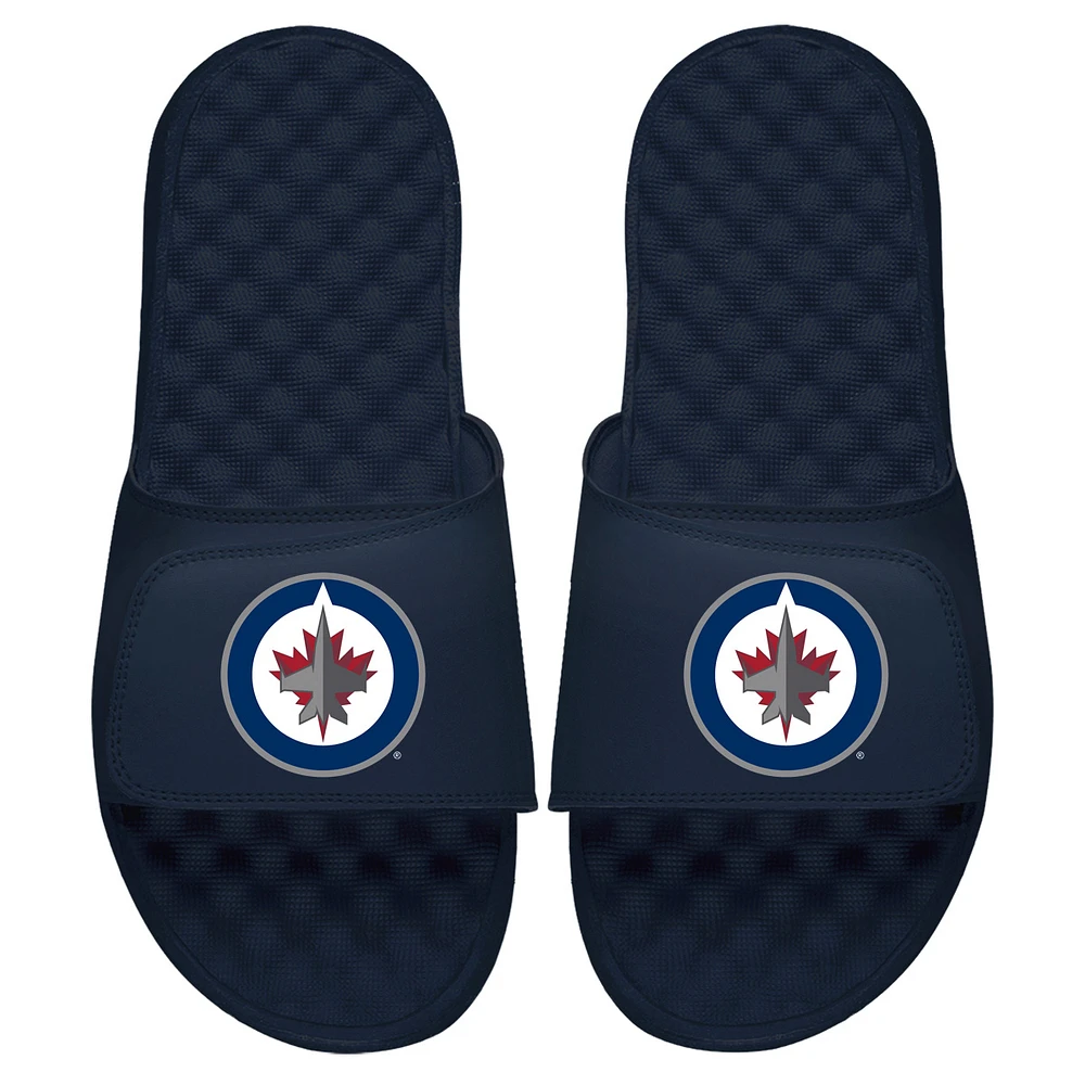 Youth ISlide Navy Winnipeg Jets Primary Logo Slide Sandals