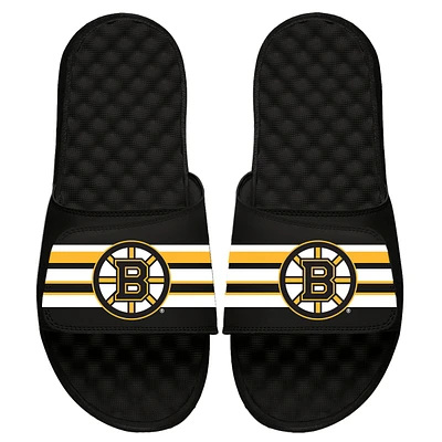 Youth ISlide Black Boston Bruins Stripe Logo Slide Sandals