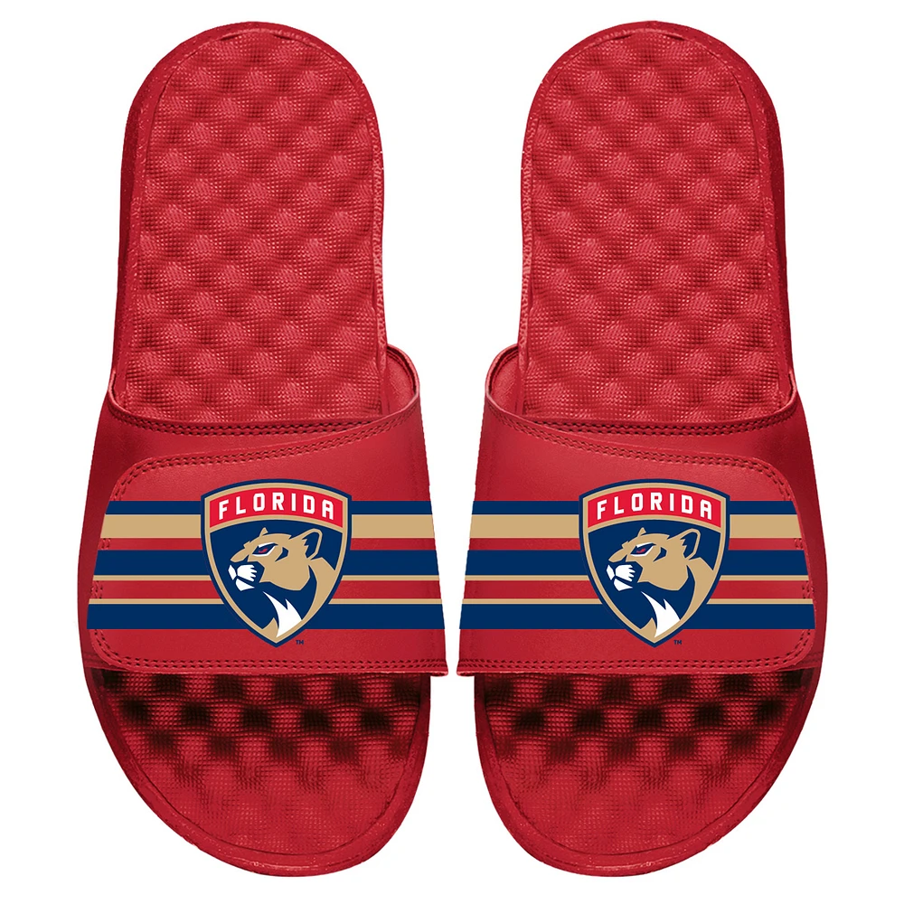 Youth ISlide Red Florida Panthers Stripe Logo Slide Sandals