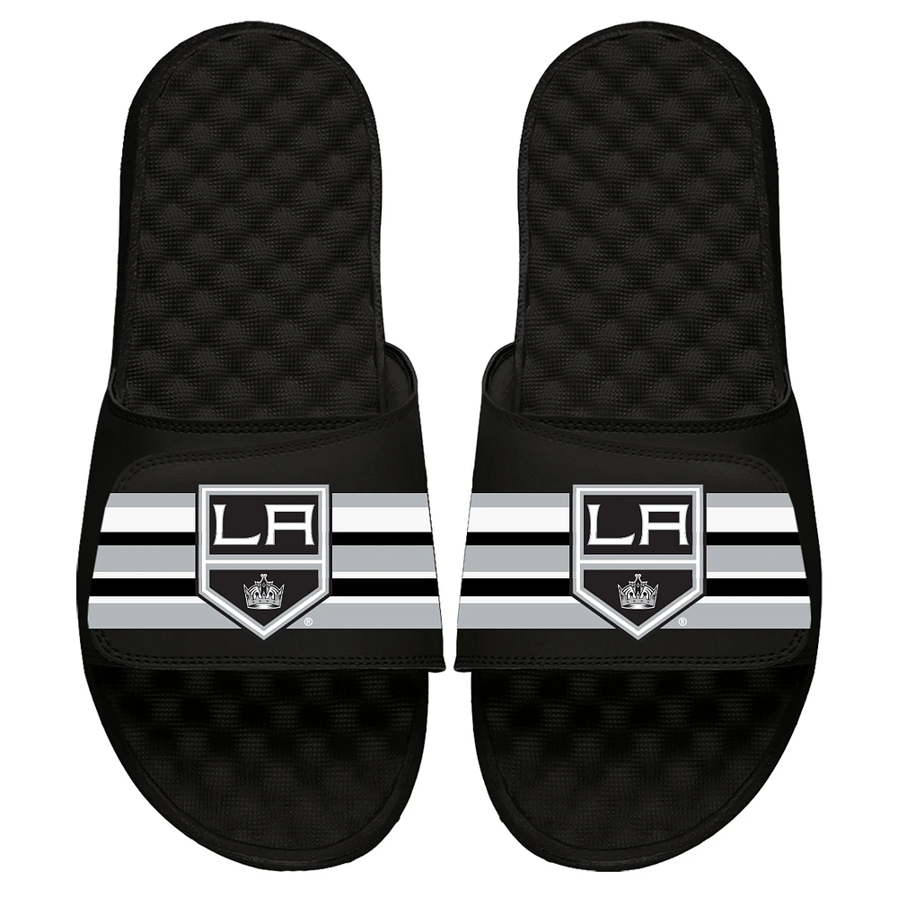 Youth ISlide Black Los Angeles Kings Stripe Logo Slide Sandals