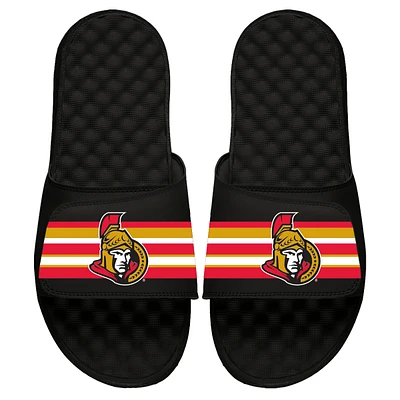 Youth ISlide Black Ottawa Senators Stripe Logo Slide Sandals