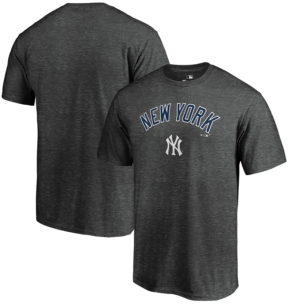 Men's Heathered Charcoal New York Yankees Team Lockup T-Shirt