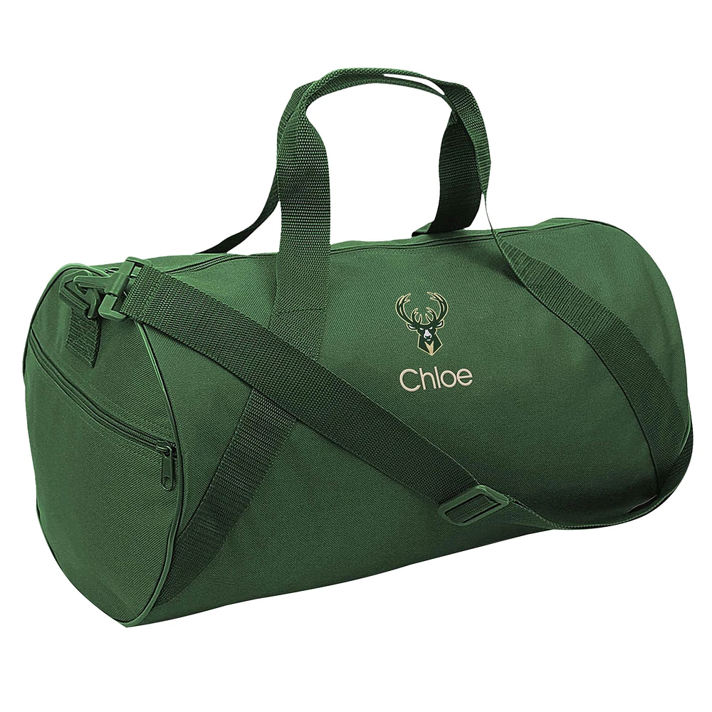 Youth Hunter Green Milwaukee Bucks Personalized Duffle Bag