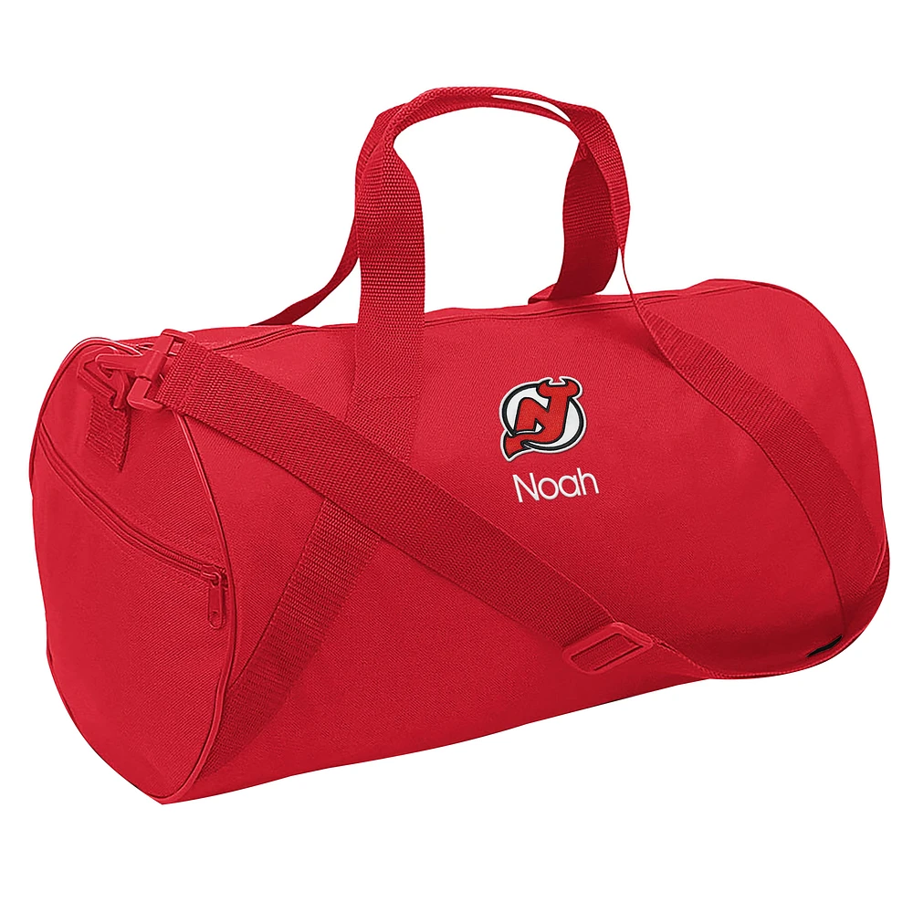Youth Red New Jersey Devils Personalized Duffle Bag