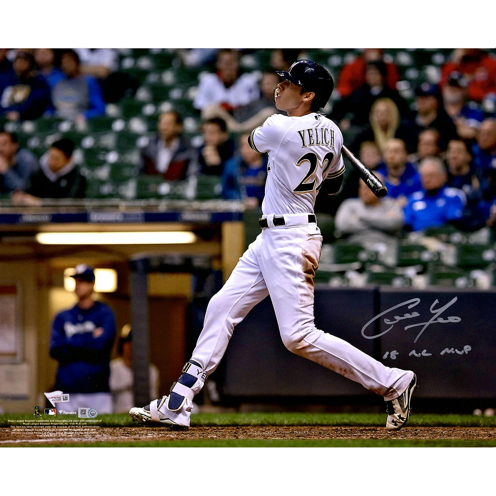 Christian Yelich Milwaukee Brewers Autographed 16" x 20" Horizontal Swinging Photograph with "18 NL MVP" Inscription