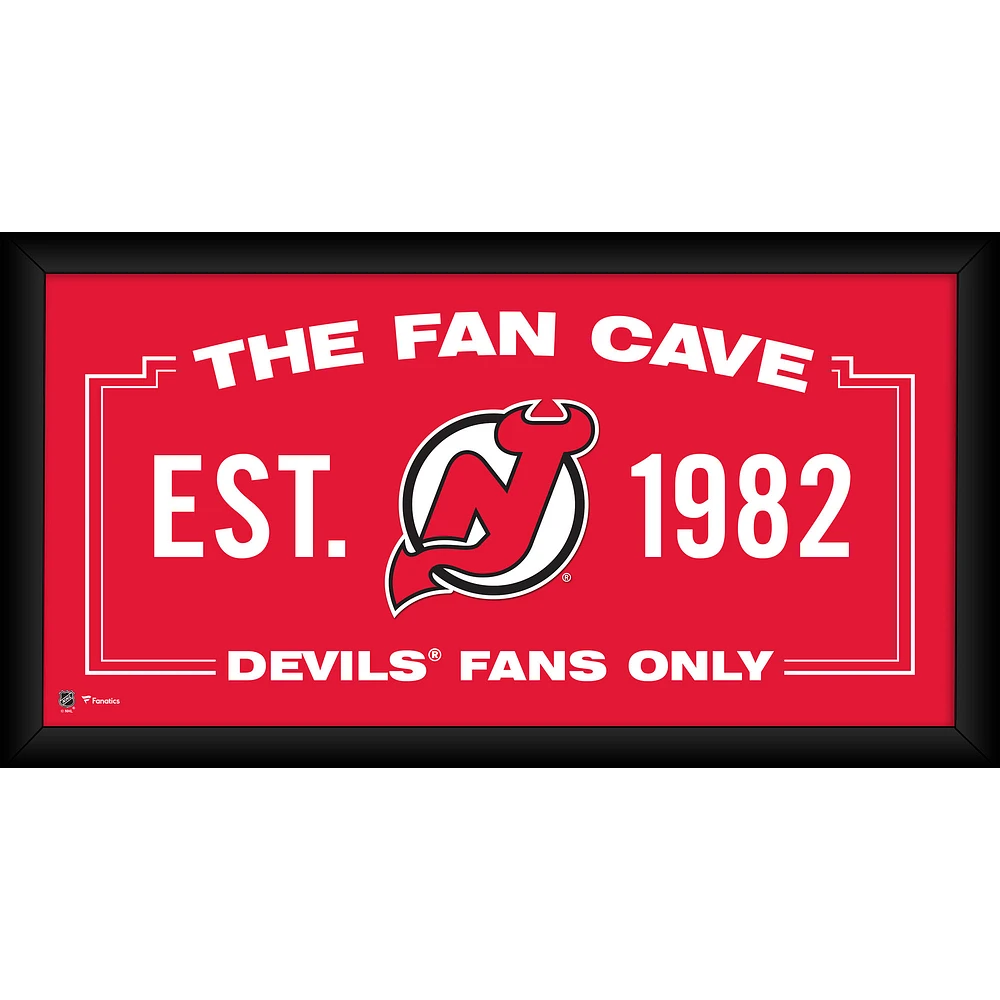 New Jersey Devils Framed 10" x 20" Fan Cave Collage