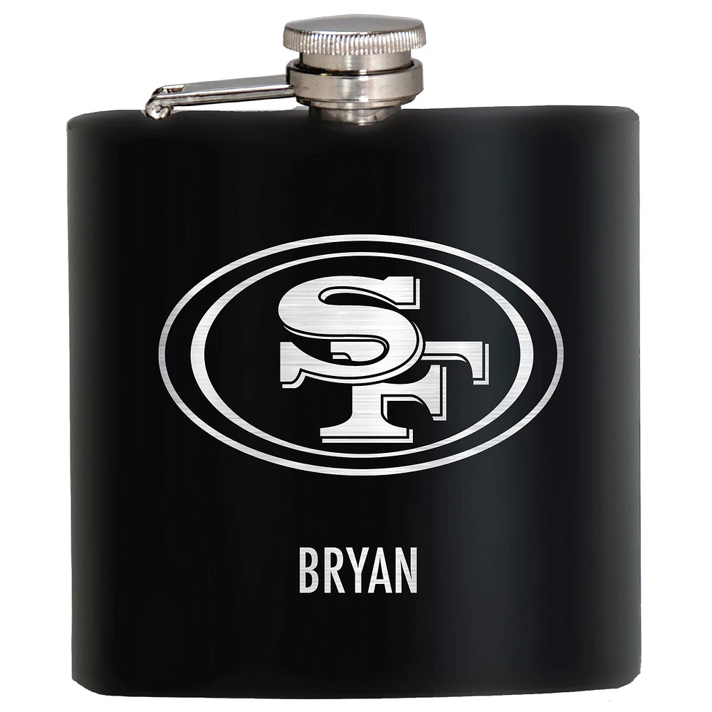 Black San Francisco 49ers 6oz. Personalized Stealth Hip Flask