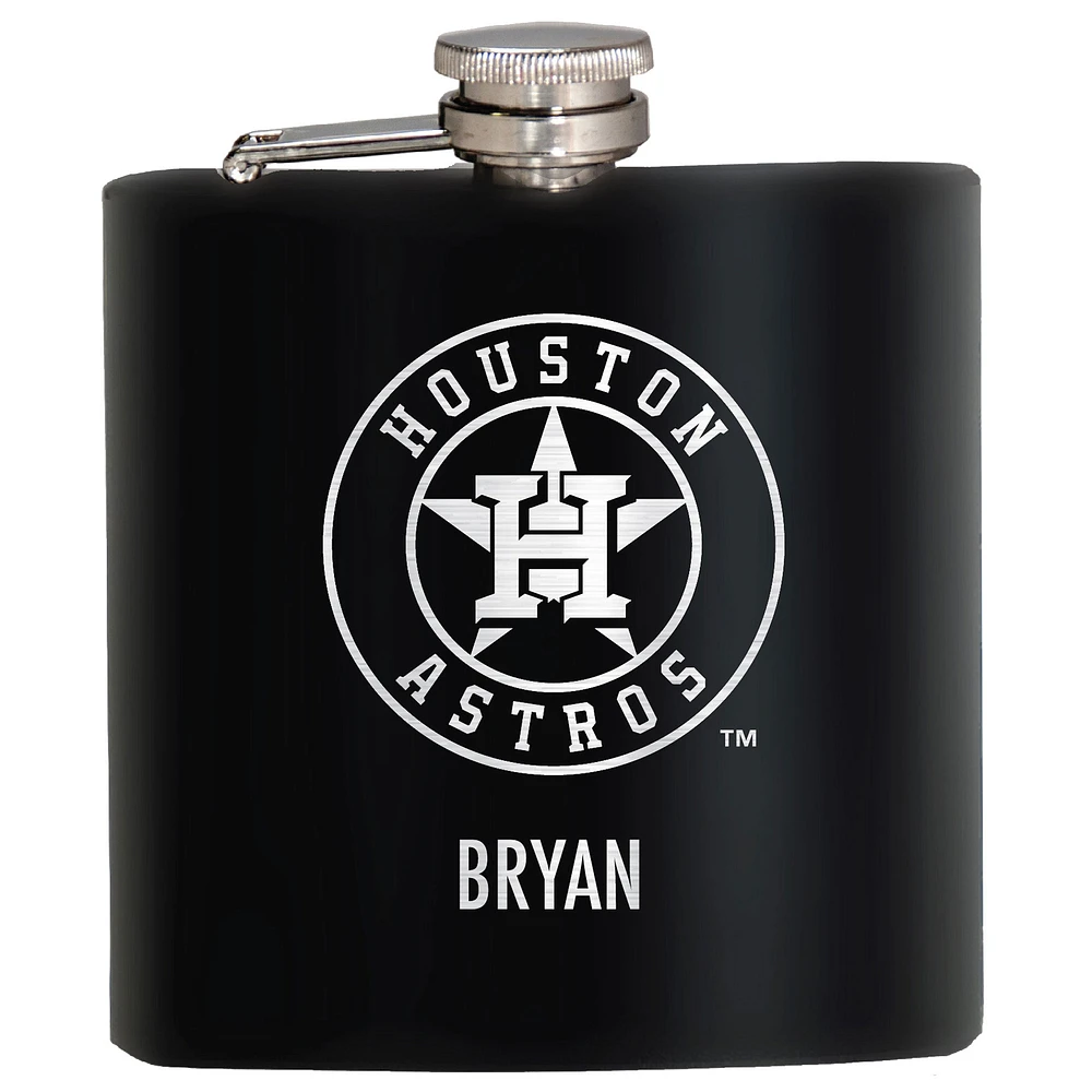 Black Houston Astros 6oz. Personalized Stealth Hip Flask