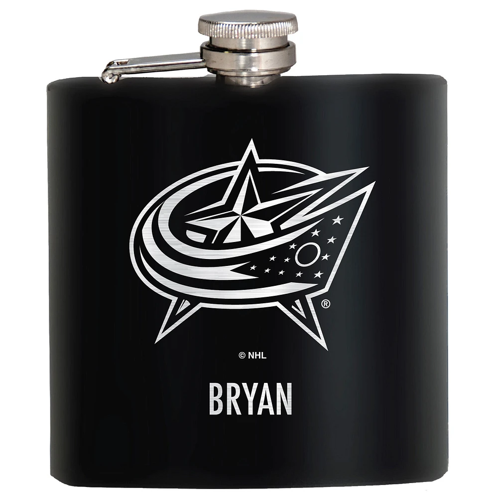 Black Columbus Blue Jackets 6oz. Personalized Stealth Hip Flask