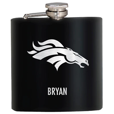 Black Denver Broncos 6oz. Personalized Stealth Hip Flask
