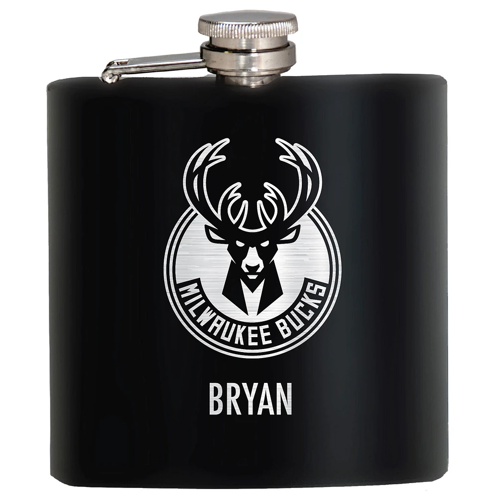 Black Milwaukee Bucks 6oz. Personalized Stealth Hip Flask