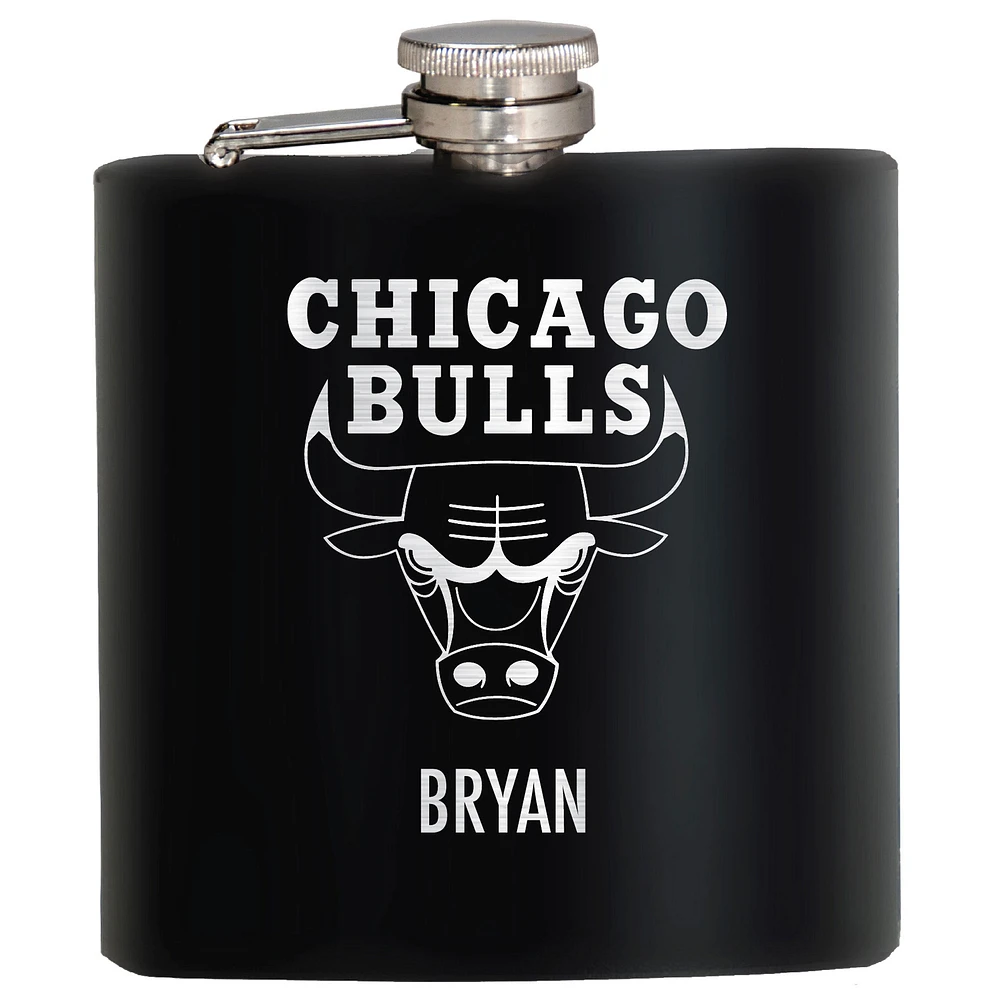 Black Chicago Bulls 6oz. Personalized Stealth Hip Flask