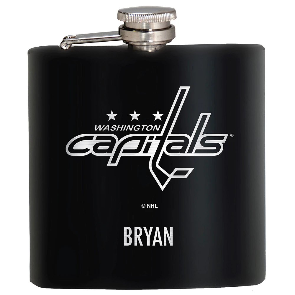 Black Washington Capitals 6oz. Personalized Stealth Hip Flask