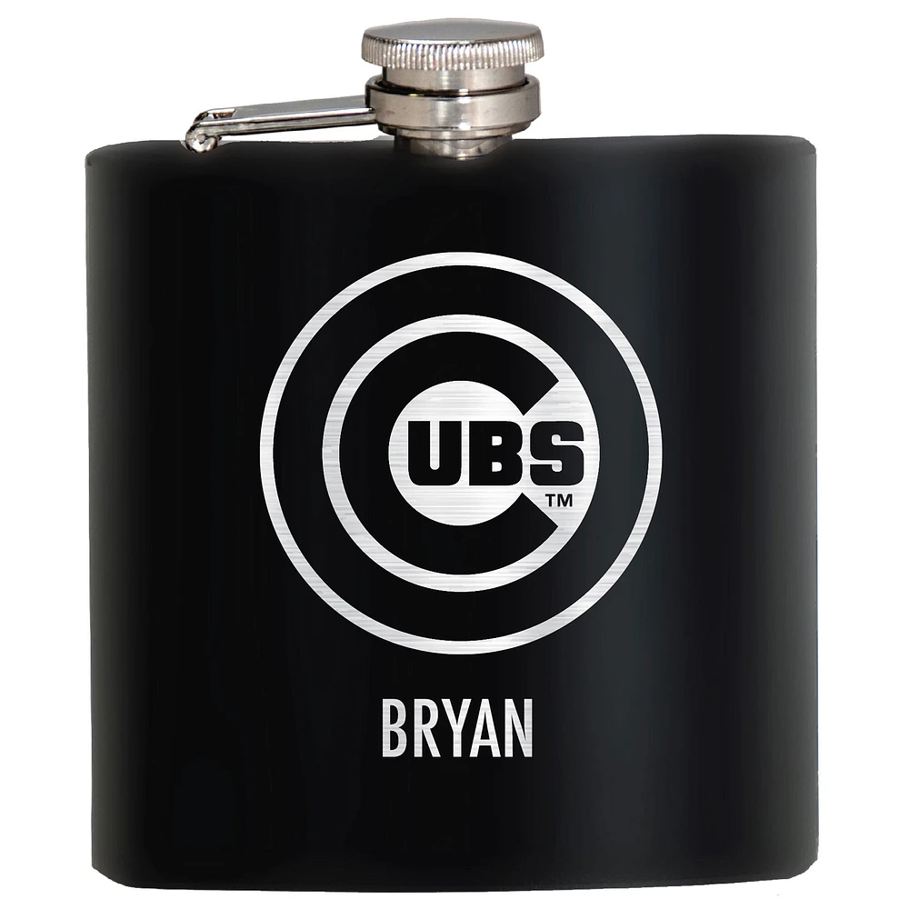 Black Chicago Cubs 6oz. Personalized Stealth Hip Flask