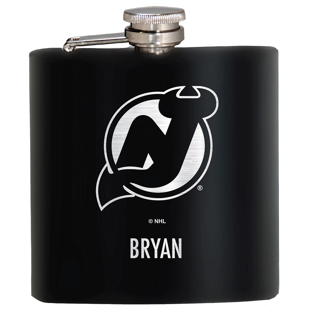 Black New Jersey Devils 6oz. Personalized Stealth Hip Flask