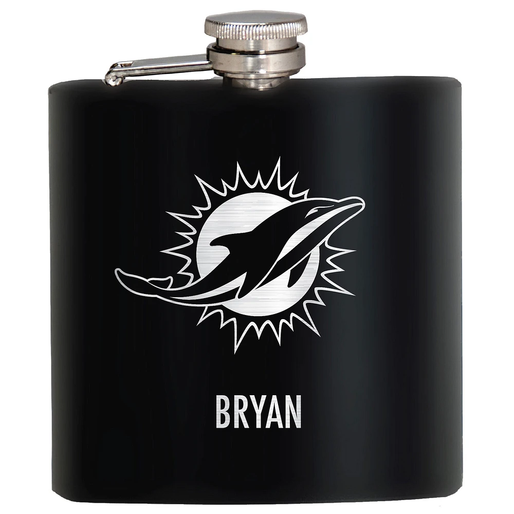 Black Miami Dolphins 6oz. Personalized Stealth Hip Flask