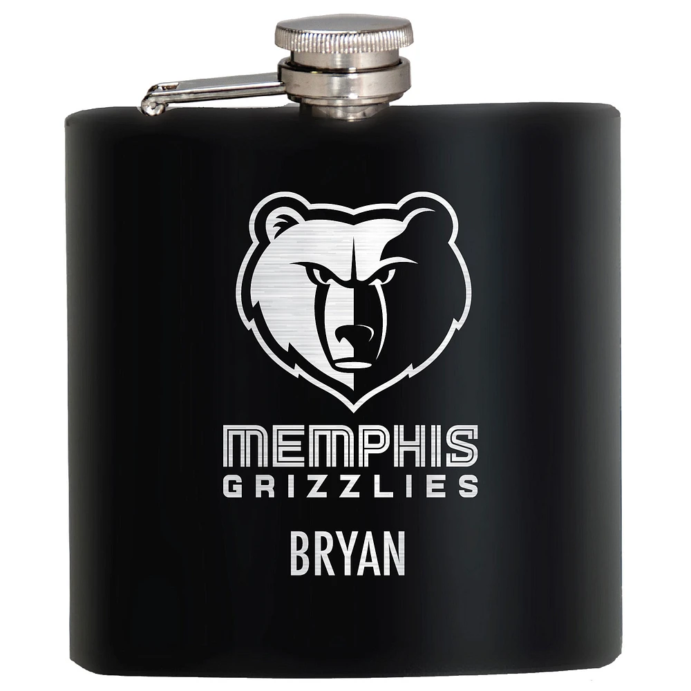 Black Memphis Grizzlies 6oz. Personalized Stealth Hip Flask