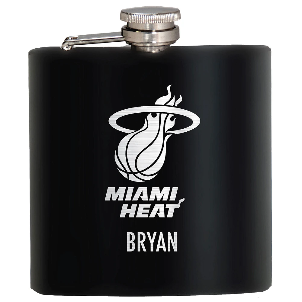Black Miami Heat 6oz. Personalized Stealth Hip Flask