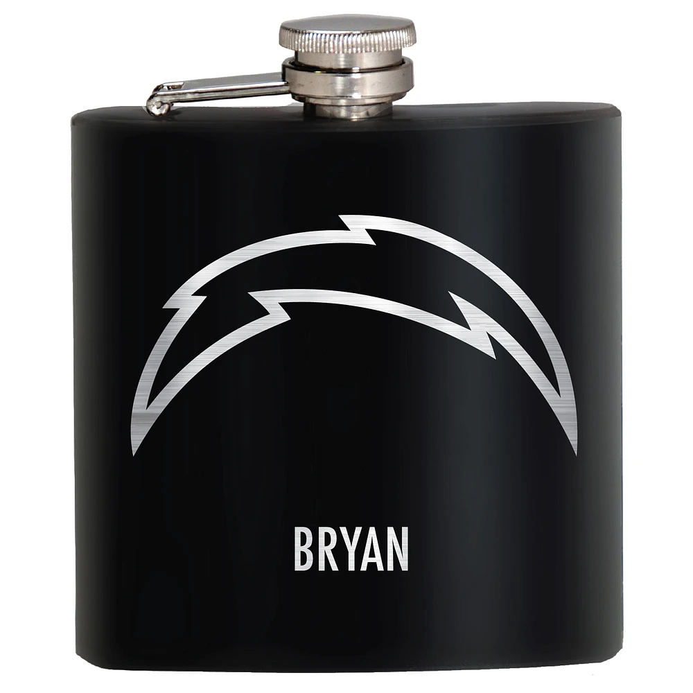 Black Los Angeles Chargers 6oz. Personalized Stealth Hip Flask