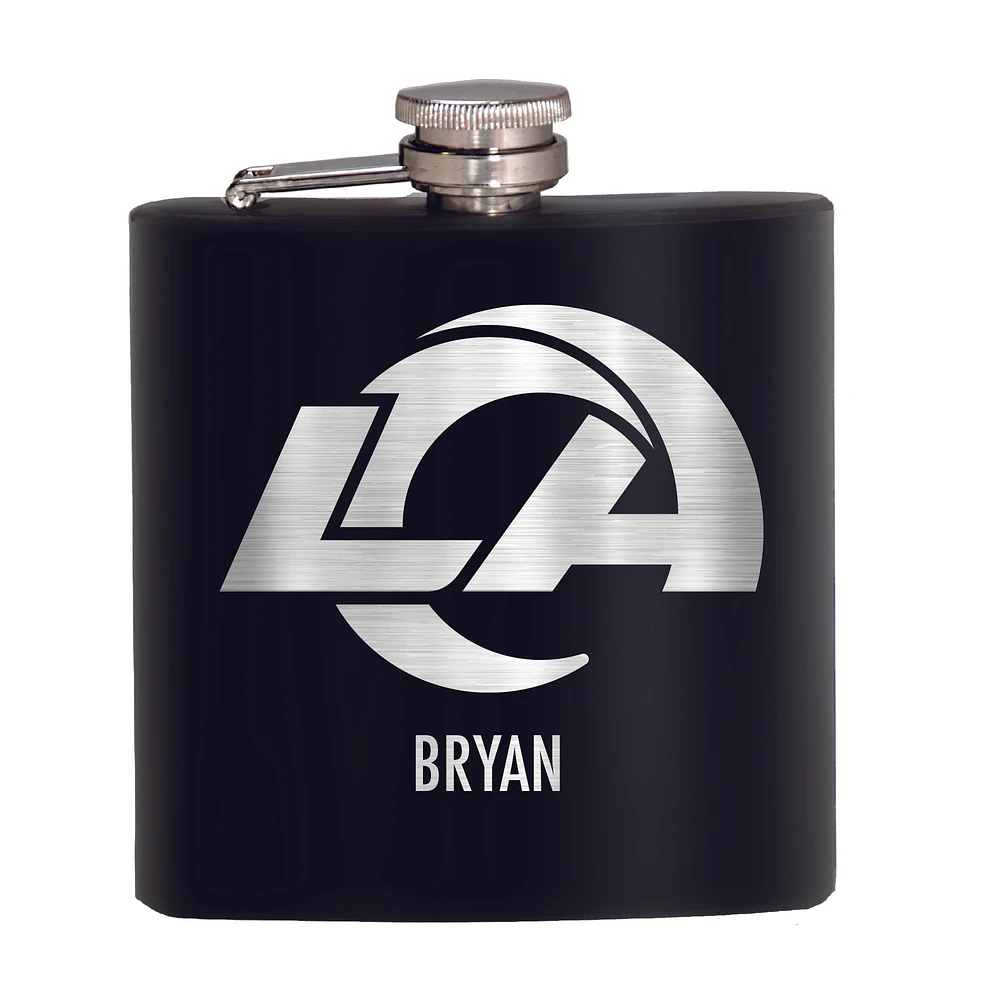 Black Los Angeles Rams 6oz. Personalized Stealth Hip Flask
