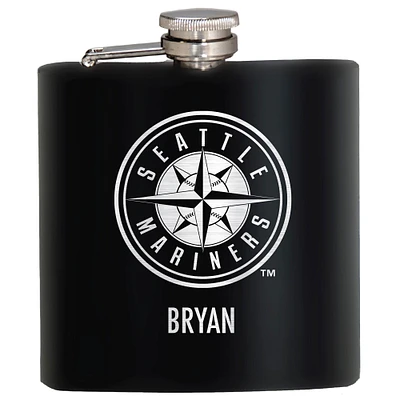 Black Seattle Mariners 6oz. Personalized Stealth Hip Flask