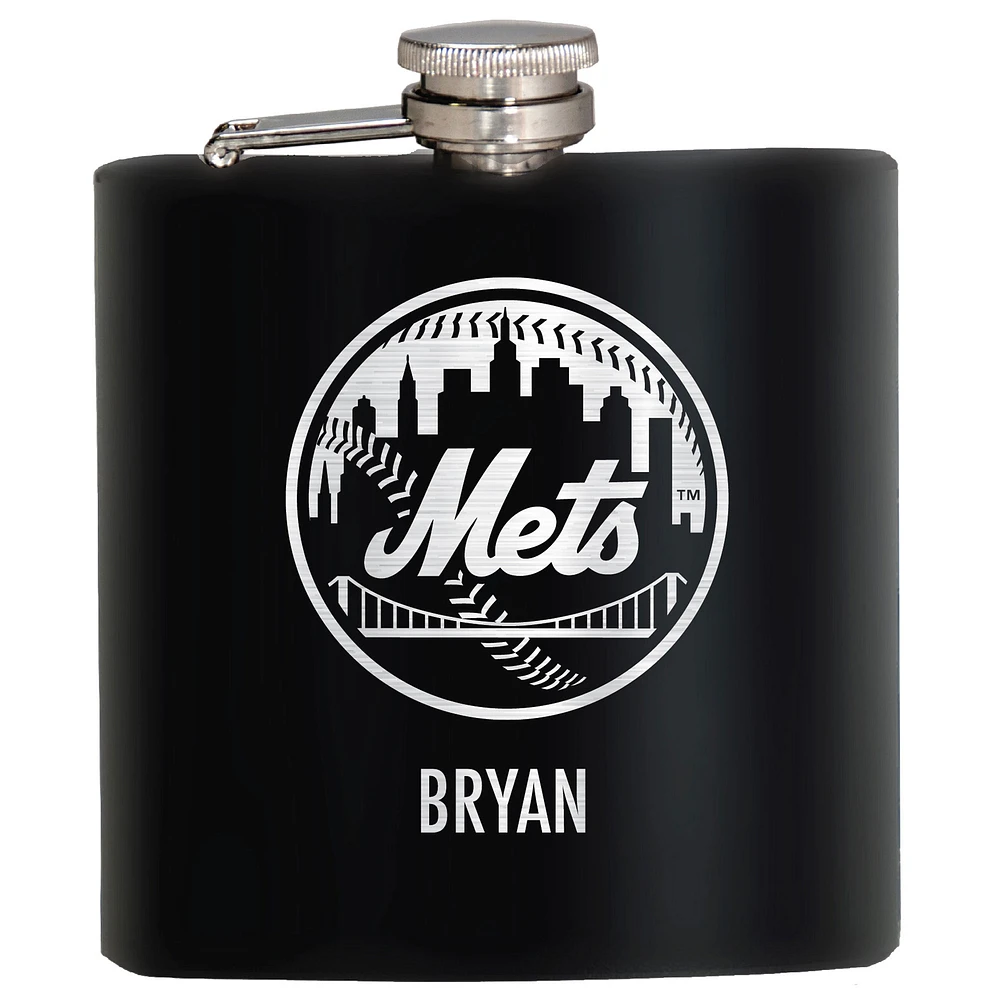 Black New York Mets 6oz. Personalized Stealth Hip Flask