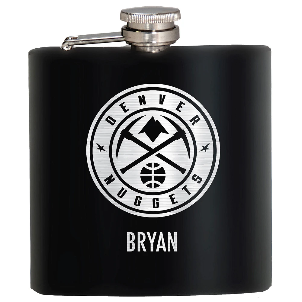 Black Denver Nuggets 6oz. Personalized Stealth Hip Flask