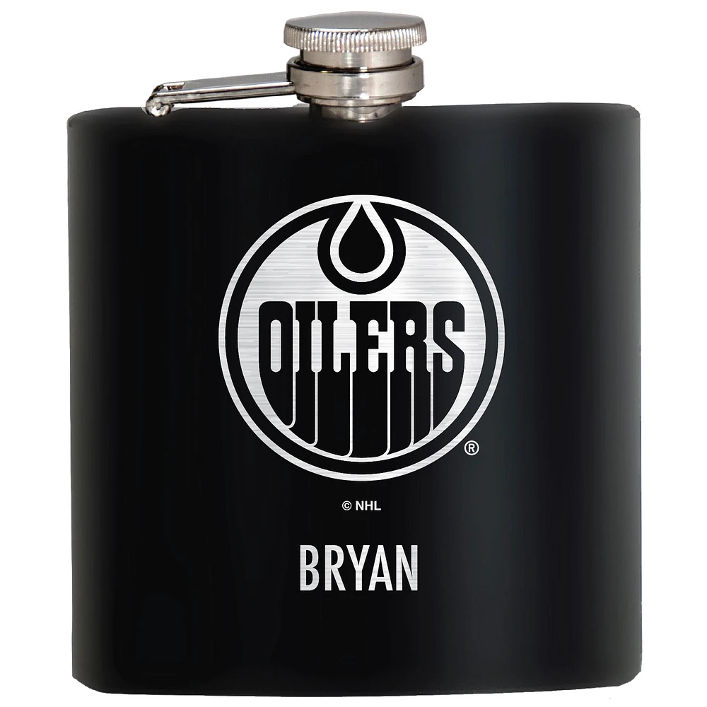 Black Edmonton Oilers 6oz. Personalized Stealth Hip Flask