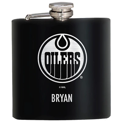 Black Edmonton Oilers 6oz. Personalized Stealth Hip Flask
