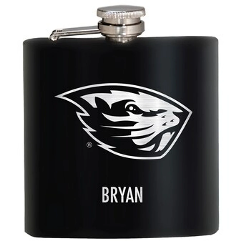 Black Oregon State Beavers 6oz. Personalized Stealth Hip Flask